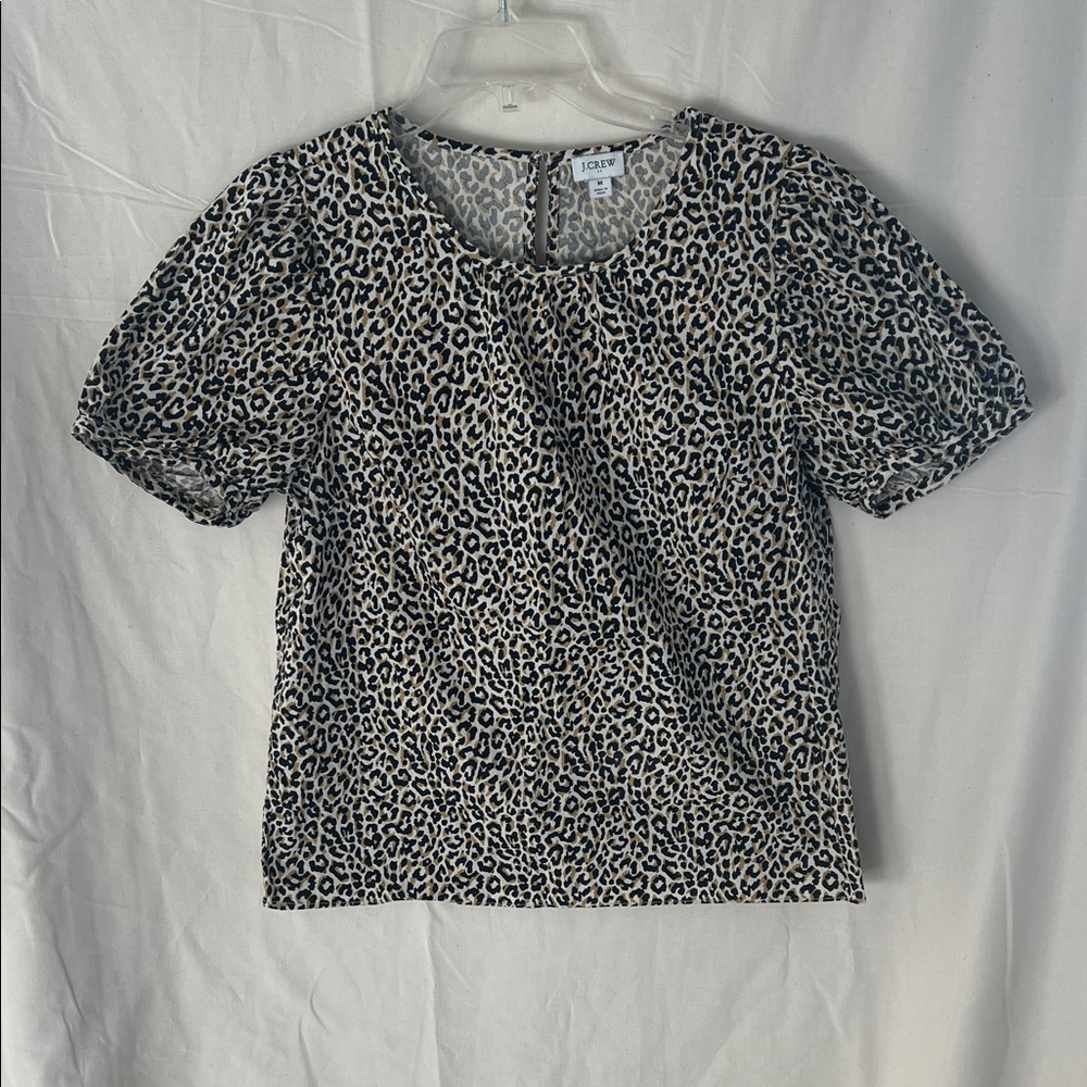 LOFT Black and Tan Animal Print Blouse